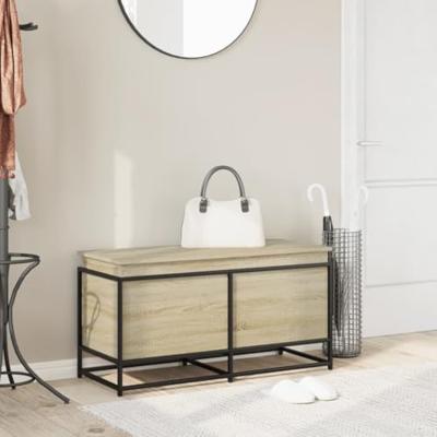 Opbergbox met deksel 100x40x51,5 cm bewerkt hout sonoma eiken - thumbnail