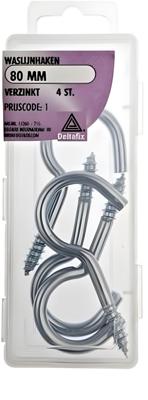 Waslijnhaak 80mm verz 4st Deltafix - Deltafix