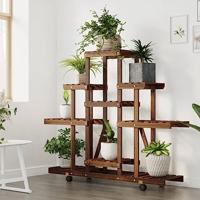 Plantenstandaard met wielen 110x25x101 cm massief vurenhout - thumbnail