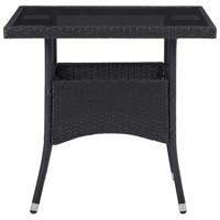 5-delige Tuinset poly rattan en gehard glas zwart - thumbnail