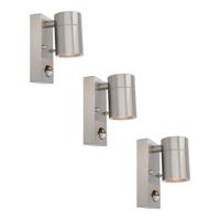 Set van 3 Mason Wandlampen - 4000K neutraal wit - Bewegingssensor en Schemerschakelaar - RVS - IP44 Waterdicht - Wandspot voor binnen en buiten - thumbnail