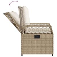 3-delige Tuinset met kussens poly rattan beige - thumbnail