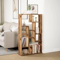 Boekenkast 72x20x120 cm bewerkt hout oud houtkleurig - thumbnail