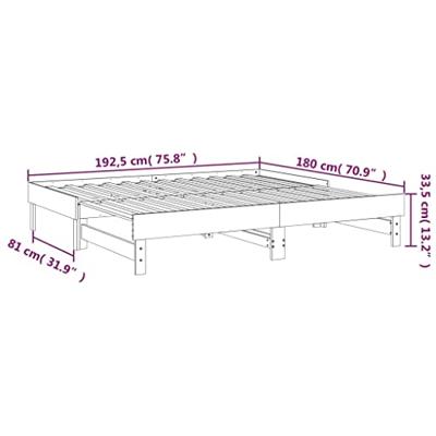 Slaapbank uitschuifbaar massief grenenhout zwart 2x(90x190) cm - thumbnail