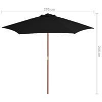 Parasol met houten paal 270 cm zwart - thumbnail