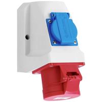 Wandcontactdoos combi opbouw 16A 5-polig Rood + WCD 230V - thumbnail