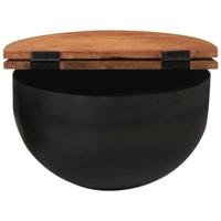 Salontafel 50x27 cm massief gerecycled hout zwart - thumbnail