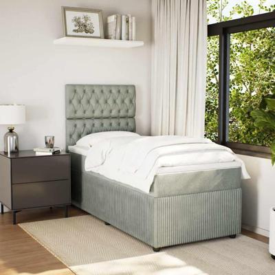 Boxspring met matras fluweel lichtgrijs 90x190 cm