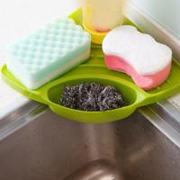 Praktische Kitchen Sink hoek opslag rack spons houder muur gemonteerd lade (groen) - thumbnail
