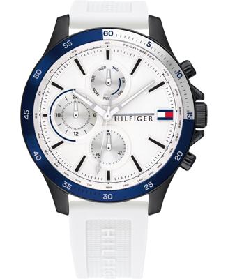Tommy Hilfiger TH1791723 chronograaf Herenhorlogemet witte siliconen band, 46 mm Tommy Hilfiger TH1791723 chronograaf Herenhorlogemet witte siliconen band, 46 mm