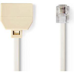 Telecomverlengkabel | RJ11 male - 2x RJ11 female | 2,0 m | Ivoor