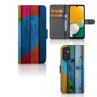 Samsung Galaxy A14 5G | Book Style Case | Wood Heart - Cadeau voor je Vriend - thumbnail