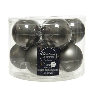 Kerstbal glas d6 cm grijs ass 10st Decoris - Decoris Kerstbal glas d6 cm grijs ass 10st Decoris - Decoris