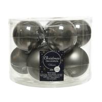 Kerstbal glas d6 cm grijs ass 10st Decoris - Decoris - thumbnail
