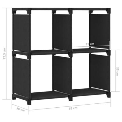 Kast met 4 vakken 69x30x72,5 cm stof zwart