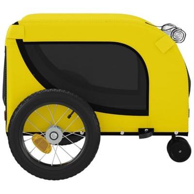 Hondenfietstrailer oxford stof en ijzer geel en zwart - thumbnail