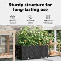 Tuin Bloempot 2 pcs Zwart Staal - thumbnail