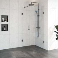 Douchecabine Compleet Just Creating 2-Delig Profielloos 80x80 cm Gunmetal Sanitop - thumbnail