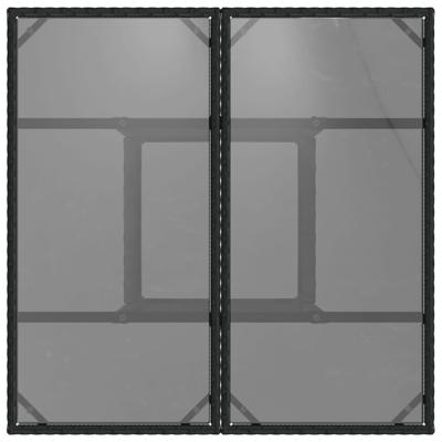 Tuintafel met glazen blad 80x80x75 cm poly rattan zwart - thumbnail
