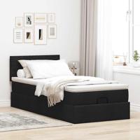 Ottoman bed met matras 80x200cm stof zwart - thumbnail