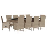 11-delige Tuinset met kussens poly rattan beige - thumbnail