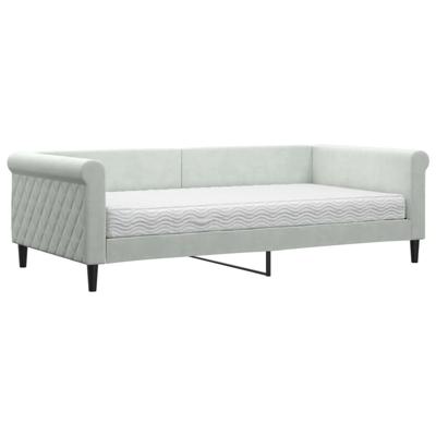 Slaapbank met matras 100x200 cm fluweel lichtgrijs