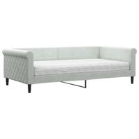 Slaapbank met matras 100x200 cm fluweel lichtgrijs - thumbnail