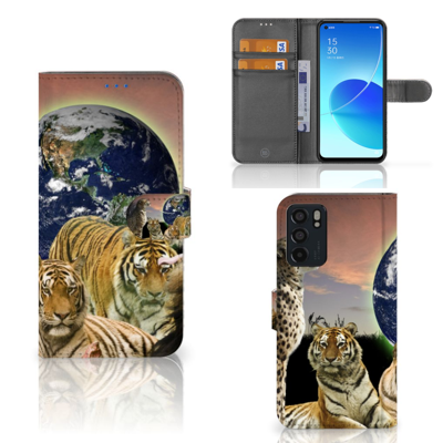 OPPO Reno6 5G | Telefoonhoesje | Met pasjeshouder | Roofdieren OPPO Reno6 5G | Telefoonhoesje | Met pasjeshouder | Roofdieren