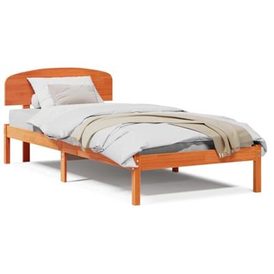 Bedframe met hoofdeinde Bruin 100 x 200 cm Massief grenenhout Bedframe met hoofdeinde Bruin 100 x 200 cm Massief grenenhout