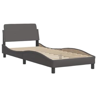 Bedframe met hoofdbord kunstleer grijs 90x190 cm