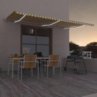 Luifel automatisch met LED en windsensor 600x350 cm geel en wit - thumbnail