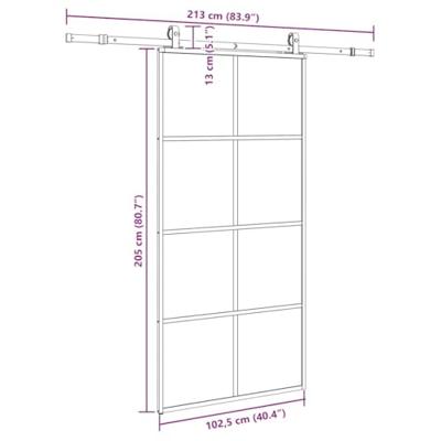 Schuifdeur met beslagset 102,5x205 cm ESG glas zwart