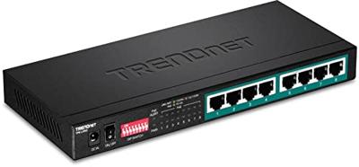 TRENDnet TPE-LG80 Gigabit PoE+ switch, 8 x PoE+ poorten, lange afstanden PoE+ uitgebreid bereik tot 200 m (656 voet), TPE-LG80