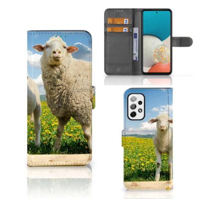 Samsung Galaxy A73 5G | Telefoonhoesje | Met pasjeshouder | Schaap en Lammetje