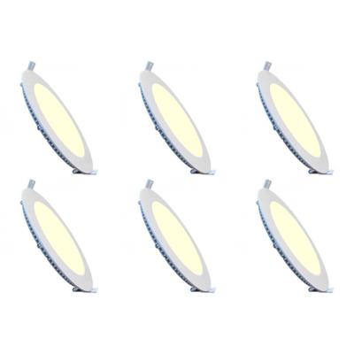 LED Downlight Slim 6 Pack - Inbouw Rond 9W - Warm Wit 2700K - Mat Wit - Aluminium - Ø146mm