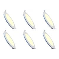 LED Downlight Slim 6 Pack - Inbouw Rond 9W - Warm Wit 2700K - Mat Wit - Aluminium - Ø146mm - thumbnail
