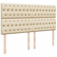 Boxspring met matras stof crèmekleurig 200x200 cm - thumbnail