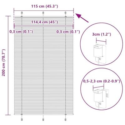 Pliss rolgordijn 115x200 cm stofbreedte 114,4cm polyester wit