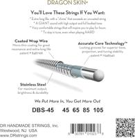 DR Strings Dragon Skin+ Coated Bass Strings 45-105 Stainless Steel voor elektrische basgitaar - thumbnail