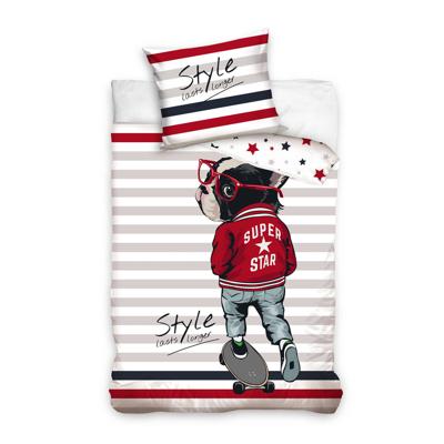 BedLex Dekbedovertrek Skating dog - 140 x 200 cm - Katoen - 70 x 90 cm BedLex Dekbedovertrek Skating dog - 140 x 200 cm - Katoen - 70 x 90 cm