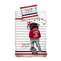 BedLex Dekbedovertrek Skating dog - 140 x 200 cm - Katoen - 70 x 90 cm - thumbnail