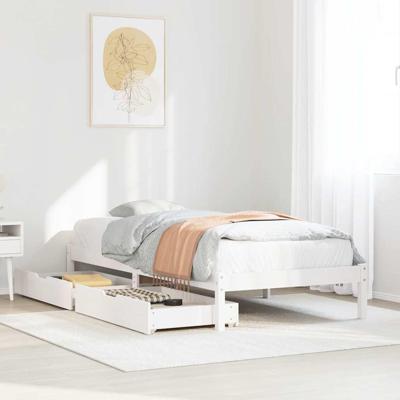Bedframe zonder matras massief grenenhout wit 90x190 cm