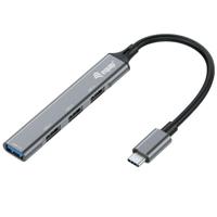 Equip 128961 USB-hub 4-poorts 1x3.0/3x2.0 USB->USB-C grijs - thumbnail