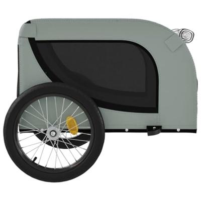 Hondenfietstrailer oxford stof en ijzer grijs en zwart - thumbnail