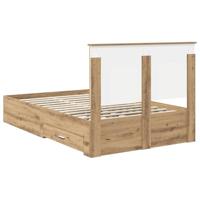 Bedframe met hoofdeinde Artisan Eiken 120 x 190 cm Bewerkt hout - thumbnail