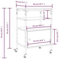 VidaXL Printerkastje 3-laags 50x40x76 cm bewerkt hout grijs sonoma - thumbnail