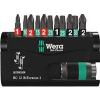 Wera Bit-Check 12 BiTorsion 1 SB 05136385001 Bitset 1/4 (6.3 mm) Incl. bithouder - thumbnail
