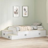 Opbergbedframe met lade Wit 244 x 127 x 53.5 cm Bewerkt hout - thumbnail