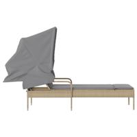 Ligbed met luifel poly rattan beige - thumbnail