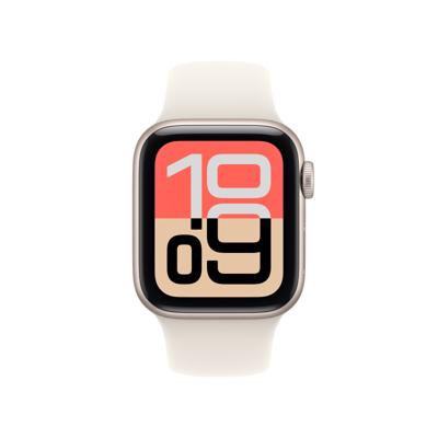 Apple Watch SE 3 GPS 40 mm Smartwatch met kast van sterrenlicht aluminium, sterrenlicht sportbandje (S/M). Conditie en slaap bijhouden, hartslagmonitor, Always‑On display, waterbestendig